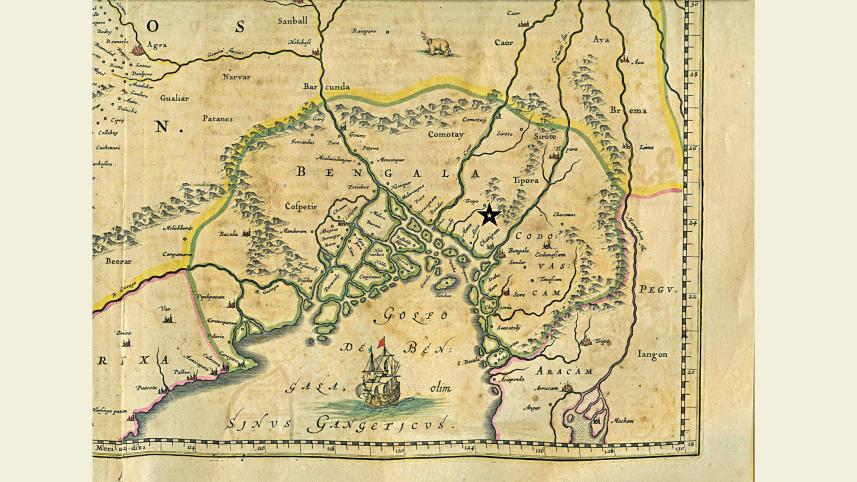 17th Century Map of Chittagong Region by Joan Blaeu
